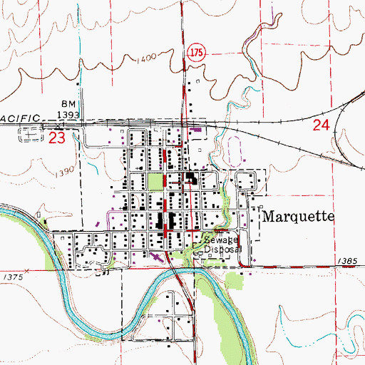 Topographic Map of Marquette Elementary School, KS