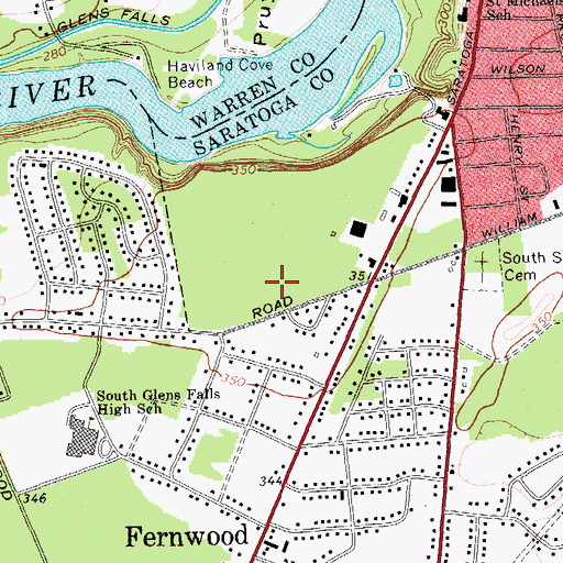 Topographic Map of Pruyn Crest, NY