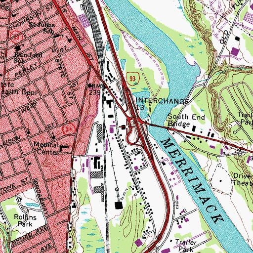 Topographic Map of Hesser College Concord Campus, NH