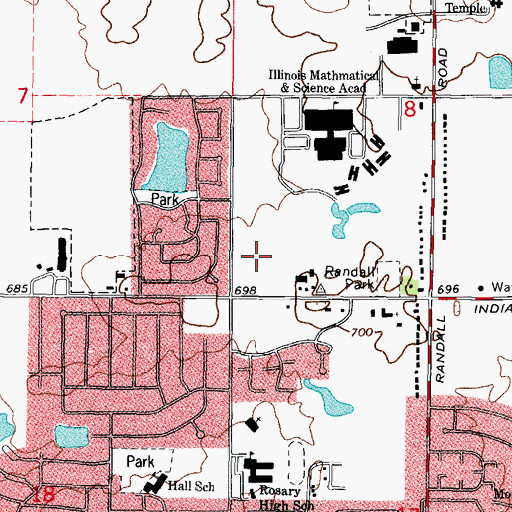 Topographic Map of Aurora Central Catholic High School, IL