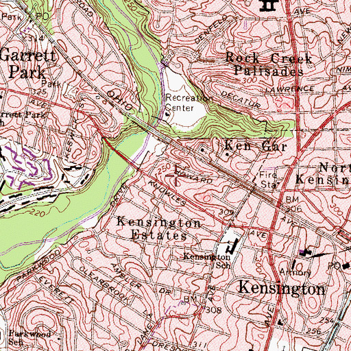 Topographic Map of Arden Court of Kensington Assisted Living Center, MD