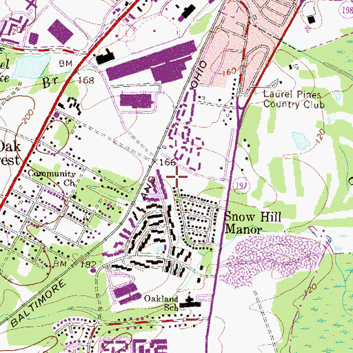 Topographic Map of Cherry Lane Nursing Center, MD