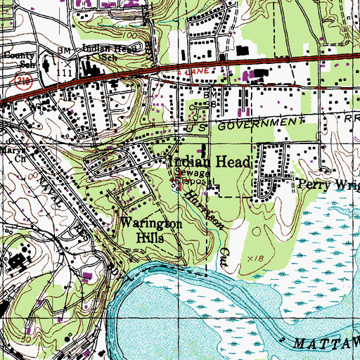 Topographic Map of Indian Head Wastewater Treatment Plant, MD