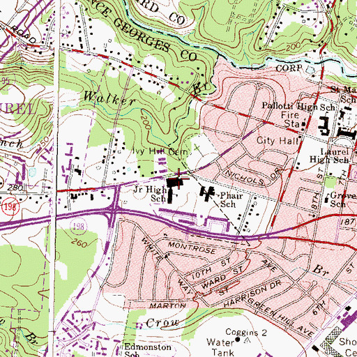 Topographic Map of Laurel Municipal Center, MD