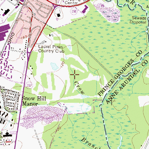 Topographic Map of Patuxant Greens Country Club, MD