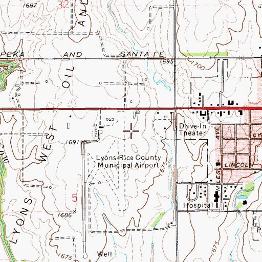 Topographic Map of Rice County Sheriff's Office, KS