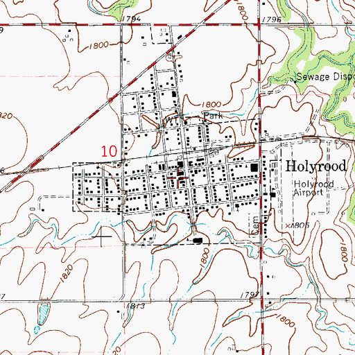 Topographic Map of Holyrood Police Department, KS
