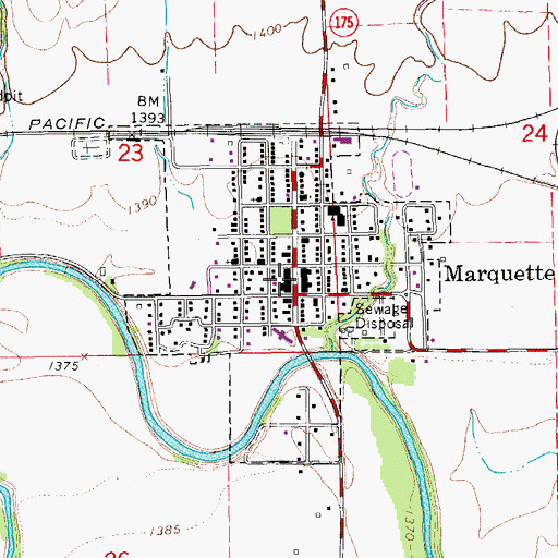 Topographic Map of Marquette Police Department, KS