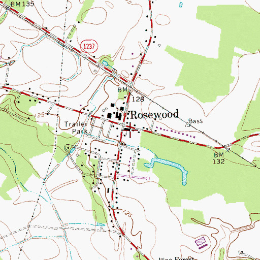 Topographic Map of Rosewood First Baptist Church, NC