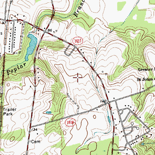 Topographic Map of White Oaks Estates, NC