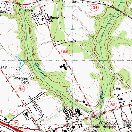 Topographic Map of The Pines at Goldsboro, NC