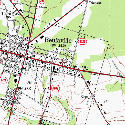 Topographic Map of Beulaville Baptist Church, NC