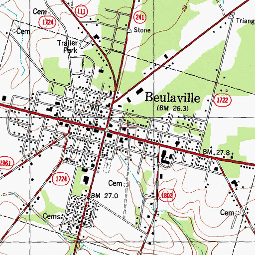 Topographic Map of Beulaville Presbyterian Church, NC
