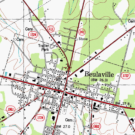Topographic Map of Beulaville United Methodist Church, NC