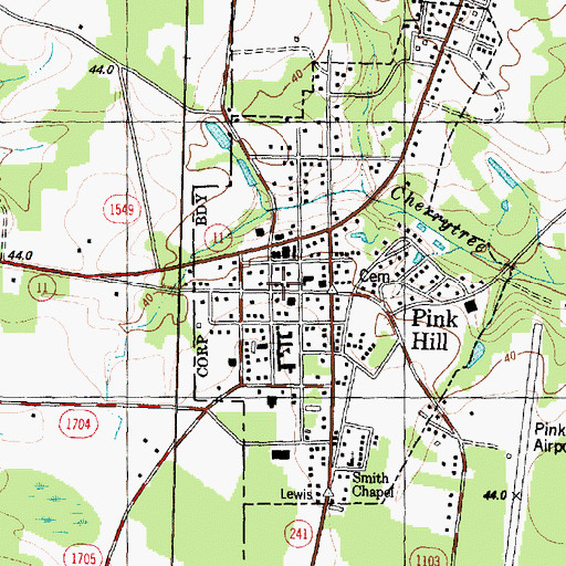 Topographic Map of Neuse Regional Library - Pink Hill Branch Library, NC