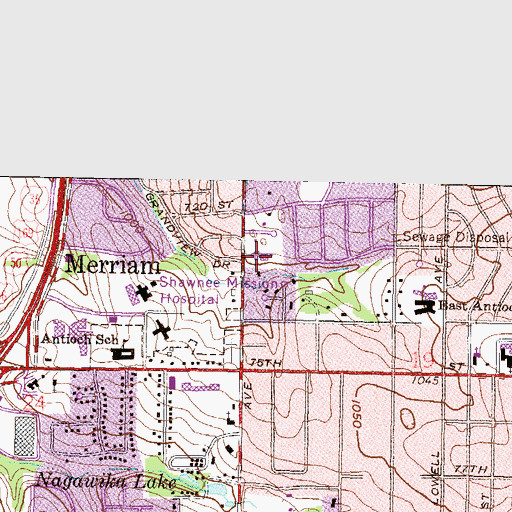 Topographic Map of Shawnee Mission School District Offices, KS