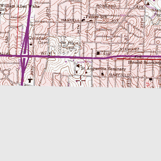 Topographic Map of V Lindsay Seventh - day Adventist School, KS