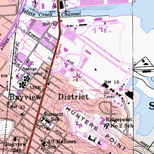 Topographic Map of Erikson School, CA