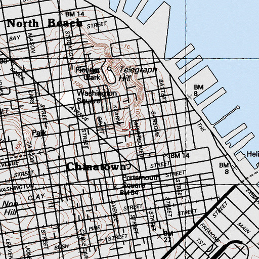 Topographic Map of John Yehall Chin Elementary School, CA