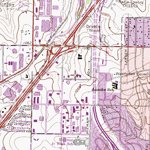 Topographic Map of Sunset Hill, KS