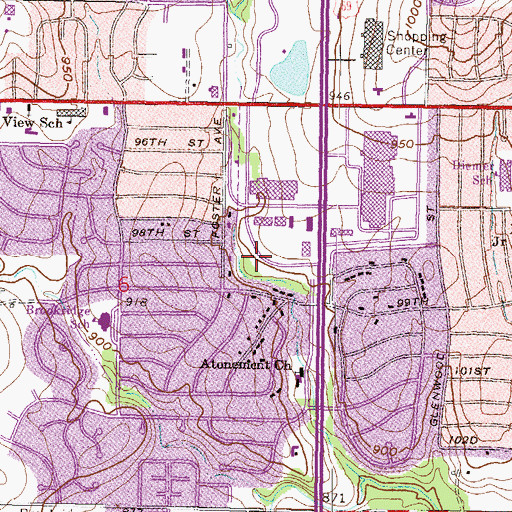 Topographic Map of Windmill Village Office Park, KS