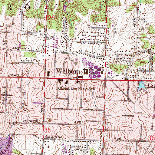Topographic Map of Welborn Community United Church of Christ, KS