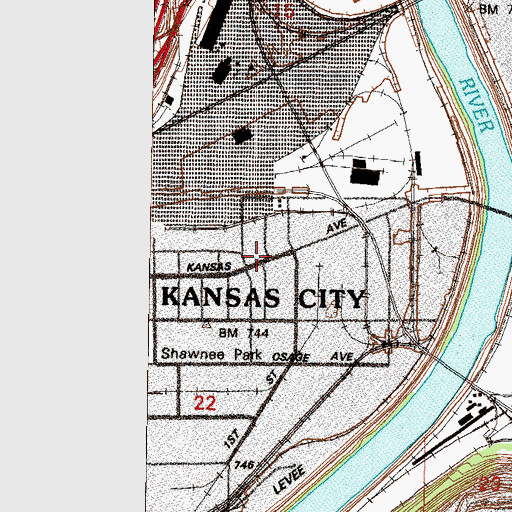 Topographic Map of Packers Post Office, KS