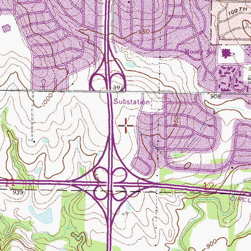 Topographic Map of Wycliff West Shopping Center, KS