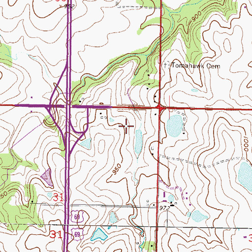Topographic Map of Metcalf Center, KS