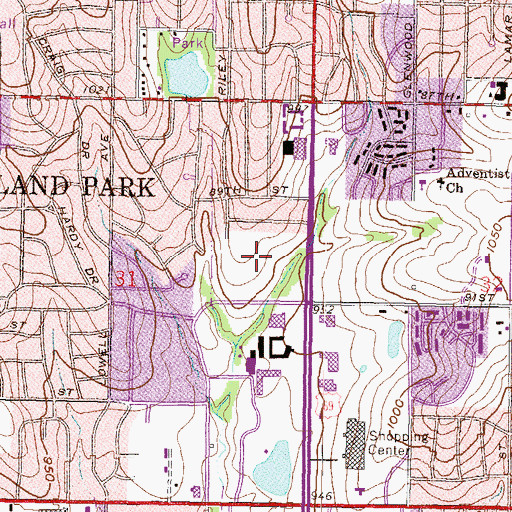 Topographic Map of Overland Market Place, KS