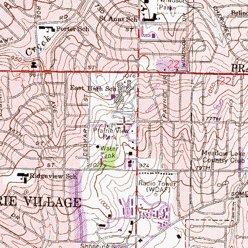 Topographic Map of Prairie Village Municipal Office Complex, KS