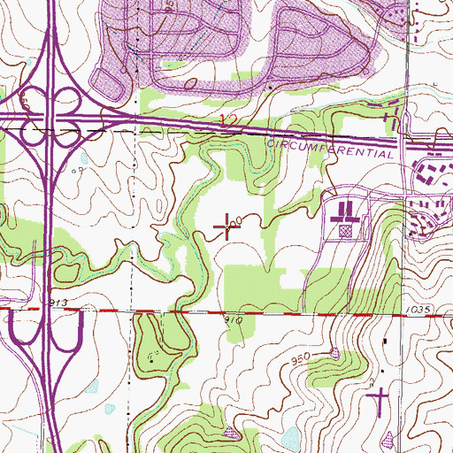 Topographic Map of Corporate Woods North Office Park, KS