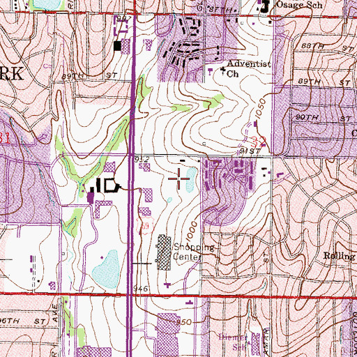 Topographic Map of Glenwood Business District, KS