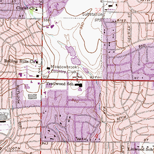 Topographic Map of Greenview Place, KS