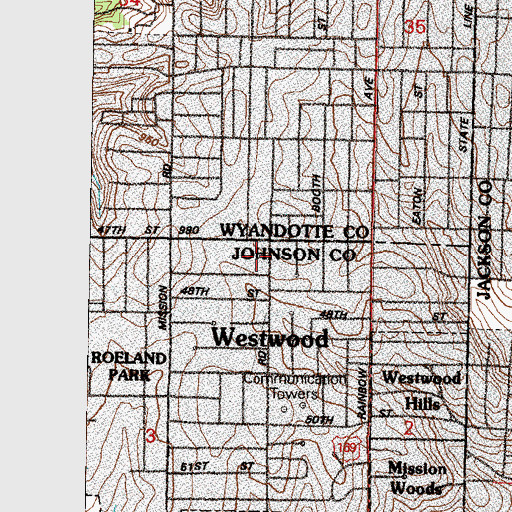 Topographic Map of Fairway North Shops, KS