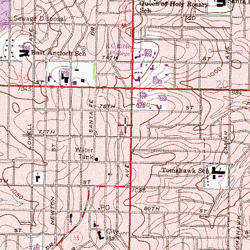 Topographic Map of Oakbrooke Plaza, KS