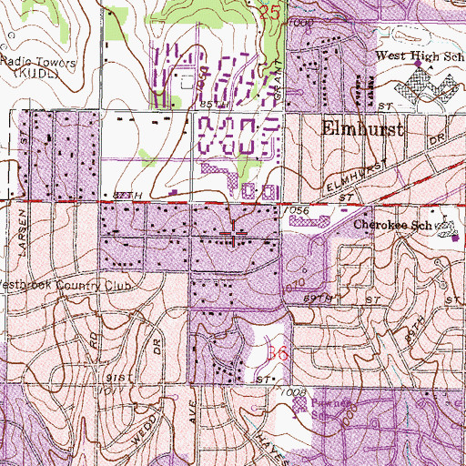 Topographic Map of Library Center Shops, KS