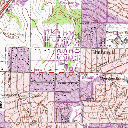 Topographic Map of Mark One Plaza, KS