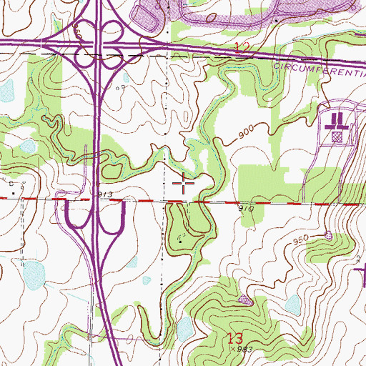 Topographic Map of The Shops at Corporate Woods, KS