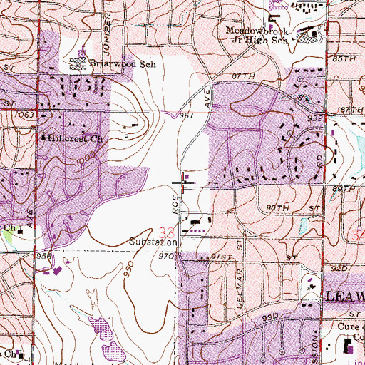 Topographic Map of Roe 89 Shops, KS