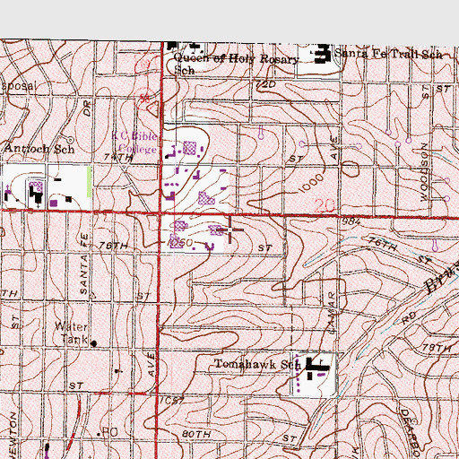 Topographic Map of Trailwest Shopping Center, KS