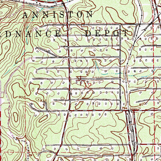 Topographic Map of Anniston Army Depot, AL