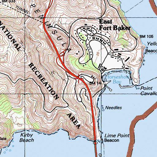 Topographic Map of Fort Baker Military Reservation, CA