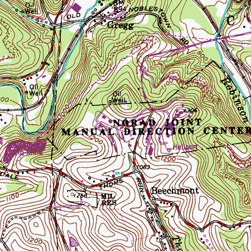 Topographic Map of Kelly Support Center, PA