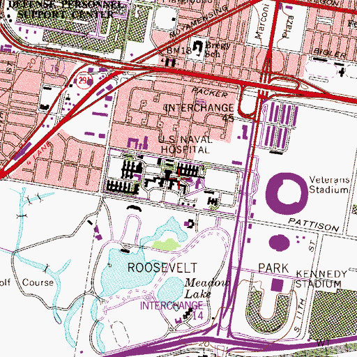 Topographic Map of Naval Hospital Philadelphia, PA