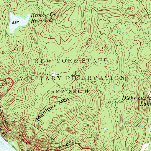 Topographic Map of Camp Smith, NY