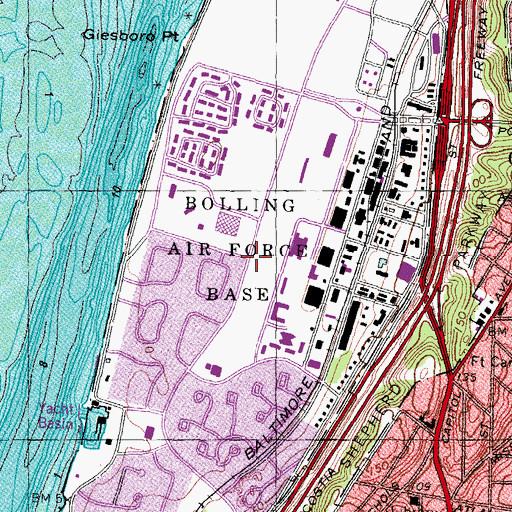 Topographic Map of Bolling Air Force Base, DC