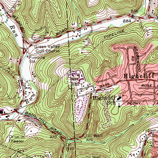 Topographic Map of Pennsylvania National Guard Pittsburgh, PA