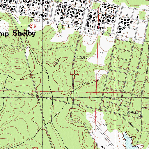 Topographic Map of Maneuver Training Area Camp Shelby, MS