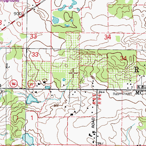 Topographic Map of Oriole Springs Orchard, WI